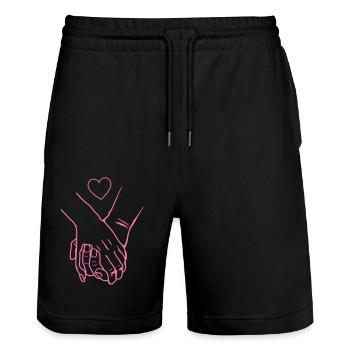 Hands Hearts - Stanley/Stella Trainer Unisex Organic Jogging Shorts - black - Front - Nik (191cm) & Marisol (170cm)