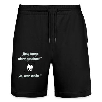 "Lange nicht mehr gesehen" - Stanley/Stella Unisex Bio Joggingshorts Trainer  - Schwarz - Vorne - Nik (191cm) & Marisol (170cm)