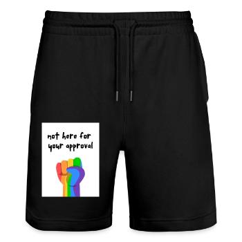 Rainbow Pride Fist - Stanley/Stella Trainer Unisex Organic Jogging Shorts - black - Front - Nik (191cm) & Marisol (170cm)