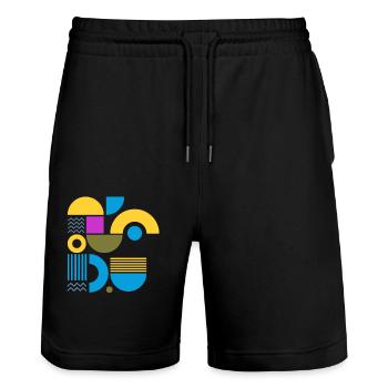 "Modern Look Yellow Blue" - Stanley/Stella Unisex Bio Joggingshorts Trainer  - Schwarz - Vorne - Nik (191cm) & Marisol (170cm)