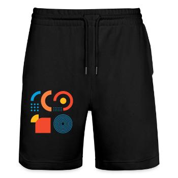 "Modern geometric print" - Stanley/Stella Trainer Unisex Organic Jogging Shorts - black - Front - Nik (191cm) & Marisol (170cm)