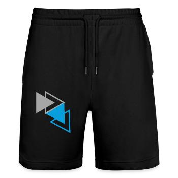 "Triangles Blue Gray Design" - Stanley/Stella Trainer Unisex Organic Jogging Shorts - black - Front - Nik (191cm) & Marisol (170cm)