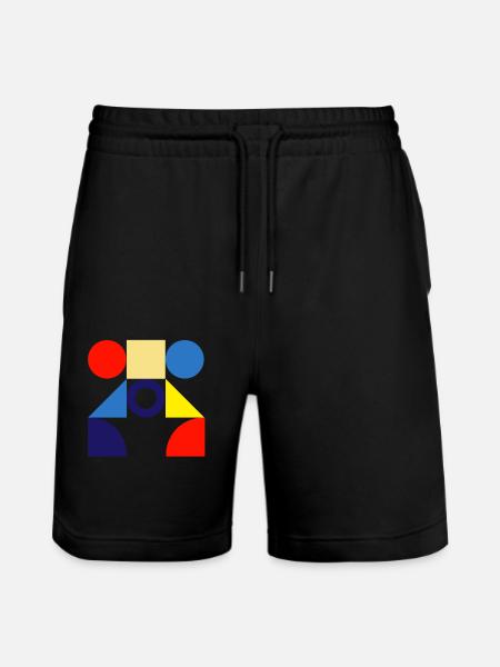 "Pattern Circle Design" - Stanley/Stella Trainer Unisex Organic Jogging Shorts - black