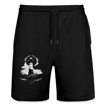 Lighthouse - Motif - Stanley/Stella Trainer Unisex Organic Jogging Shorts - black - Front - Nik (191cm) & Marisol (170cm)