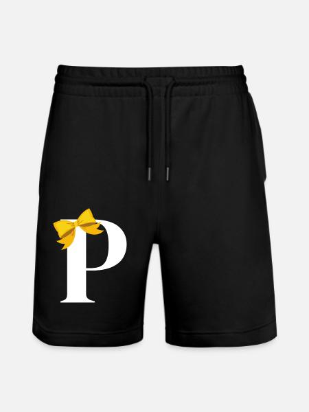 Letter p yellow bow - Stanley/Stella Trainer Unisex Organic Jogging Shorts - black