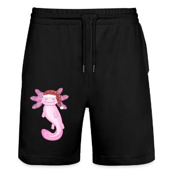 Süßer Weihnachts-Axolotl - Stanley/Stella Unisex Bio Joggingshorts Trainer  - Schwarz - Vorne - Nik (191cm) & Marisol (170cm)