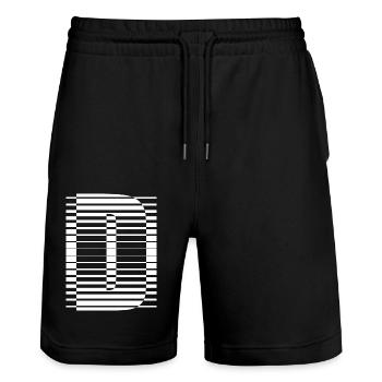 LETTER D - Stanley/Stella Trainer Unisex Organic Jogging Shorts - black - Front - Nik (191cm) & Marisol (170cm)