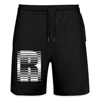 INITIAL R - Stanley/Stella Trainer Unisex Organic Jogging Shorts - black - Front - Nik (191cm) & Marisol (170cm)