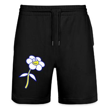 Sweet Flower Spring Summer Nature Funny Face - Stanley/Stella Trainer Unisex Organic Jogging Shorts - black - Front - Nik (191cm) & Marisol (170cm)