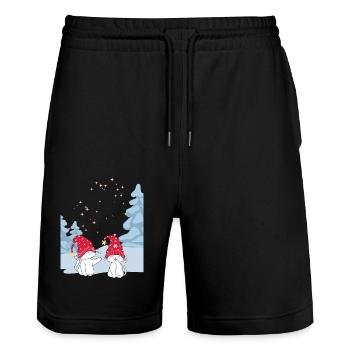 Sweet Winter Cats Love - Cat Love in the Snow - Stanley/Stella Trainer Unisex Organic Jogging Shorts - black - Front - Nik (191cm) & Marisol (170cm)