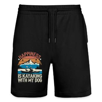Fun for dog lovers on the water - Stanley/Stella Trainer Unisex Organic Jogging Shorts - black - Front - Nik (191cm) & Marisol (170cm)