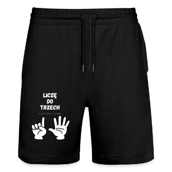 I'm counting to three - Stanley/Stella Trainer Unisex Organic Jogging Shorts - black - Front - Nik (191cm) & Marisol (170cm)