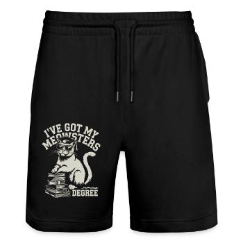 Witziges Katzen-Design für Studierende - Stanley/Stella Unisex Bio Joggingshorts Trainer  - Schwarz - Vorne - Nik (191cm) & Marisol (170cm)