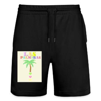 Palmier pastel - Short de jogging bio TRAINER Stanley/Stella unisexe - noir - Devant - Nik (191cm) & Marisol (170cm)