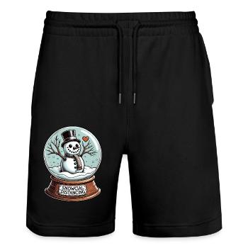 Snowcial Distancing Snowman Snow Globe - Stanley/Stella Trainer Unisex Organic Jogging Shorts - black - Front - Nik (191cm) & Marisol (170cm)