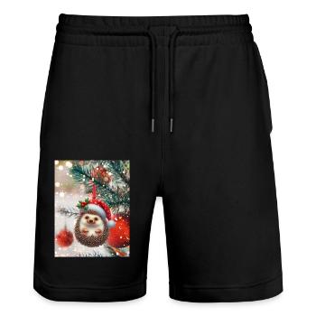 Weihnachtlicher Igel: Süßer Weihnachts-Look - Stanley/Stella Unisex Bio Joggingshorts Trainer  - Schwarz - Vorne - Nik (191cm) & Marisol (170cm)