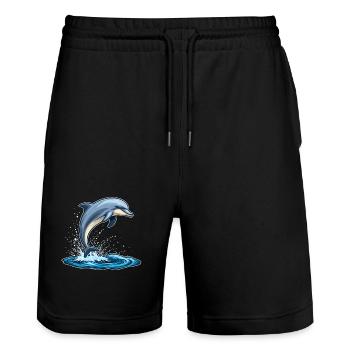 Delfin - Stanley/Stella Unisex Bio Joggingshorts Trainer  - Schwarz - Vorne - Nik (191cm) & Marisol (170cm)