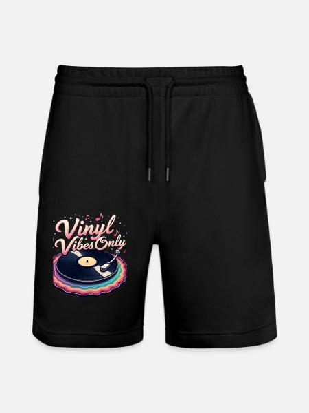 Vinyl vibes only - Stanley/Stella Trainer Unisex Organic Jogging Shorts - black