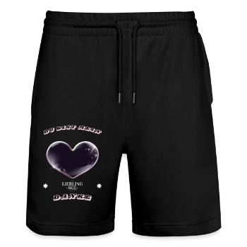 Romantisches Valentinstags Geschenk Liebe Partner - Stanley/Stella Unisex Bio Joggingshorts Trainer  - Schwarz - Vorne - Nik (191cm) & Marisol (170cm)