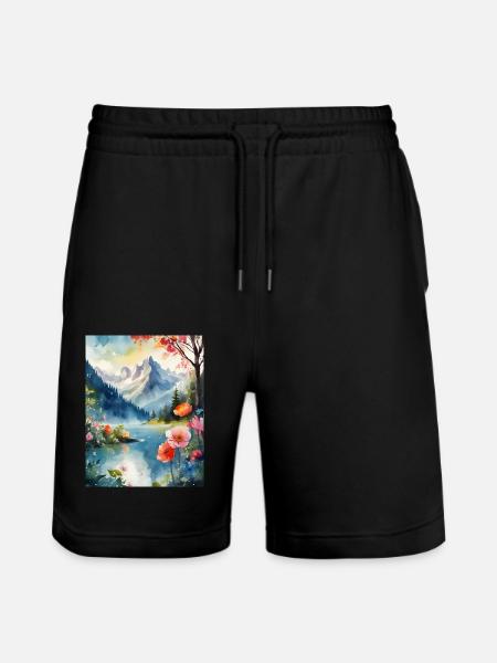 Berglandschaft - Stanley/Stella Unisex Bio Joggingshorts Trainer  - Schwarz