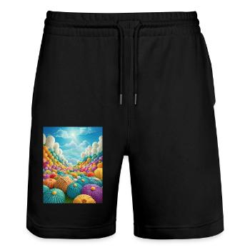 Knitting on Heavens Door - Stanley/Stella Unisex Bio Joggingshorts Trainer  - Schwarz - Vorne - Nik (191cm) & Marisol (170cm)