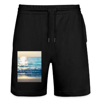 LIKE THE OCEAN THE SOUL IS DEEP AND WE KNOW NOT - Stanley/Stella Unisex Bio Joggingshorts Trainer  - Schwarz - Vorne - Nik (191cm) & Marisol (170cm)