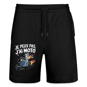 J'peux pas j'ai moto - Short de jogging bio TRAINER Stanley/Stella unisexe - noir - Devant - Nik (191cm) & Marisol (170cm)