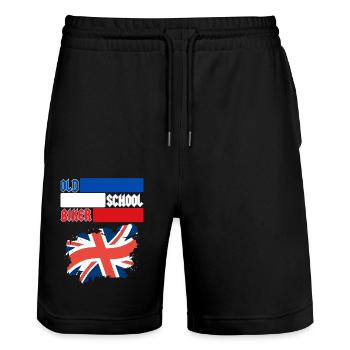 OLD SCHOOL BIKER UK - Stanley/Stella Trainer Unisex Organic Jogging Shorts - black - Front - Nik (191cm) & Marisol (170cm)