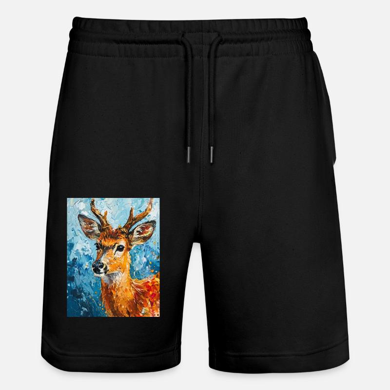 Deer image - Stanley/Stella Trainer Unisex Organic Jogging Shorts - black