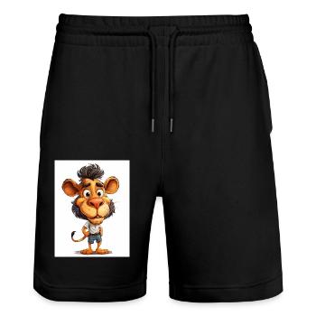 Ein Löwe in Kleidern - Stanley/Stella Unisex Bio Joggingshorts Trainer  - Schwarz - Vorne - Nik (191cm) & Marisol (170cm)