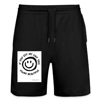 Youre Beautiful - Stanley/Stella Trainer Unisex Organic Jogging Shorts - black - Front - Nik (191cm) & Marisol (170cm)