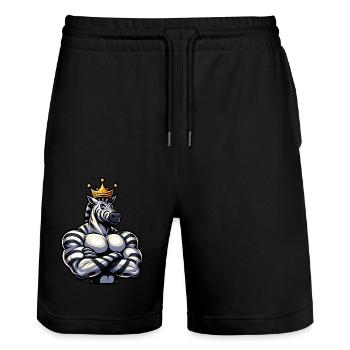Entraînement de remise en forme Zebra King musclé - Short de jogging bio TRAINER Stanley/Stella unisexe - noir - Devant - Nik (191cm) & Marisol (170cm)