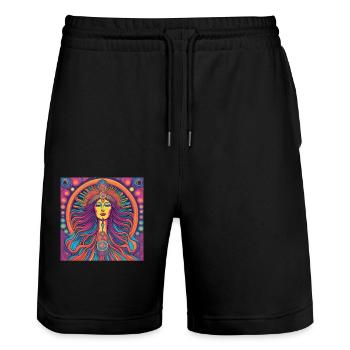 Vierge Spiritualité Cadeau - Short de jogging bio TRAINER Stanley/Stella unisexe - noir - Devant - Nik (191cm) & Marisol (170cm)