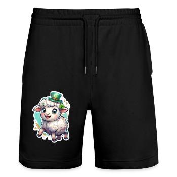 St. Patrick's Day Schaf Geschenk - Stanley/Stella Unisex Bio Joggingshorts Trainer  - Schwarz - Vorne - Nik (191cm) & Marisol (170cm)