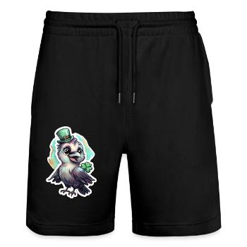 St. Patrick's Day Rabe Geschenk - Stanley/Stella Unisex Bio Joggingshorts Trainer  - Schwarz - Vorne - Nik (191cm) & Marisol (170cm)