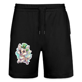 Renard de la Saint-Patrick - Short de jogging bio TRAINER Stanley/Stella unisexe - noir - Devant - Nik (191cm) & Marisol (170cm)