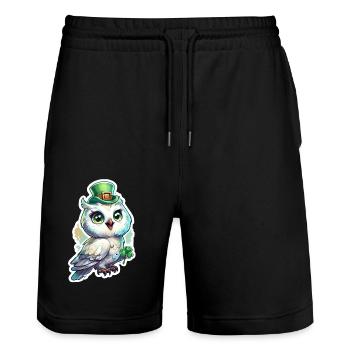 Cadeau hibou oiseau de la Saint-Patrick - Short de jogging bio TRAINER Stanley/Stella unisexe - noir - Devant - Nik (191cm) & Marisol (170cm)