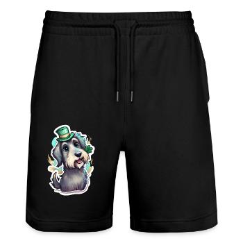 St. Patrick's Day Hund Geschenk - Stanley/Stella Unisex Bio Joggingshorts Trainer  - Schwarz - Vorne - Nik (191cm) & Marisol (170cm)