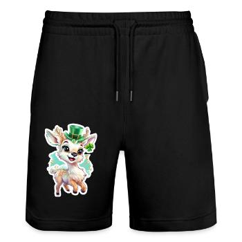 Cerf de la Saint-Patrick - Short de jogging bio TRAINER Stanley/Stella unisexe - noir - Devant - Nik (191cm) & Marisol (170cm)