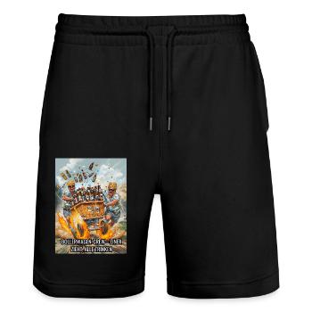 Herrentag Bier Freunde Geschenk - Stanley/Stella Unisex Bio Joggingshorts Trainer  - Schwarz - Vorne - Nik (191cm) & Marisol (170cm)