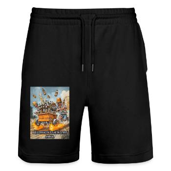Männertag Spruch Bier Geschenk - Stanley/Stella Unisex Bio Joggingshorts Trainer  - Schwarz - Vorne - Nik (191cm) & Marisol (170cm)