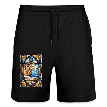 Leo Leo Astrologie Vitrail Cadeau - Short de jogging bio TRAINER Stanley/Stella unisexe - noir - Devant - Nik (191cm) & Marisol (170cm)