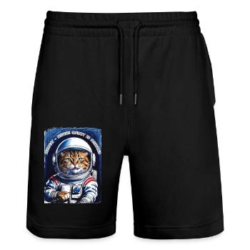 Cat Space Saying Gift - Stanley/Stella Trainer Unisex Organic Jogging Shorts - black - Front - Nik (191cm) & Marisol (170cm)