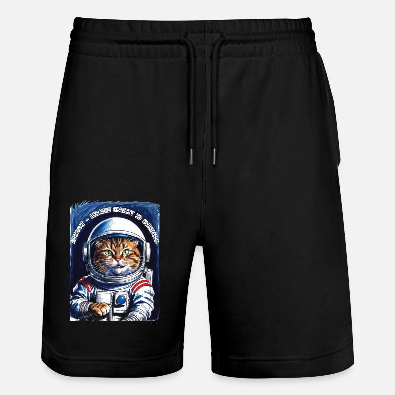 Cat Space Saying Gift - Stanley/Stella Trainer Unisex Organic Jogging Shorts - black