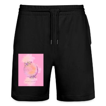 Believe in yourself T Shirt - Stanley/Stella Unisex Bio Joggingshorts Trainer  - Schwarz - Vorne - Nik (191cm) & Marisol (170cm)