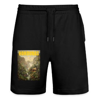 Honduras Dschungel Herkunft Geschenk - Stanley/Stella Unisex Bio Joggingshorts Trainer  - Schwarz - Vorne - Nik (191cm) & Marisol (170cm)