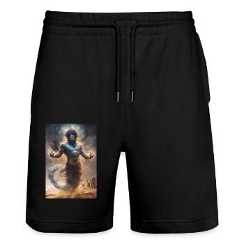 Flaschengeist Gini Mythologie Mythos Geschenk - Stanley/Stella Unisex Bio Joggingshorts Trainer  - Schwarz - Vorne - Nik (191cm) & Marisol (170cm)
