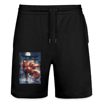 Fuchsfee Mythologie Mythos Geschenk - Stanley/Stella Unisex Bio Joggingshorts Trainer  - Schwarz - Vorne - Nik (191cm) & Marisol (170cm)