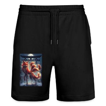 Fuchsfee China Mythologie Geschenk - Stanley/Stella Unisex Bio Joggingshorts Trainer  - Schwarz - Vorne - Nik (191cm) & Marisol (170cm)