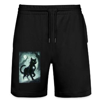Katze Mythologie Mythos Geschenk - Stanley/Stella Unisex Bio Joggingshorts Trainer  - Schwarz - Vorne - Nik (191cm) & Marisol (170cm)